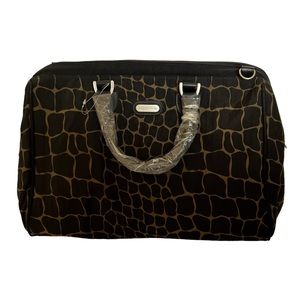 Baggallini Large Tote Doctors Bag In Black & Tan Giraffe Pattern Pockets & Feet